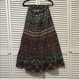 Sacred Threads Earthy Patterned Maxi Skirt